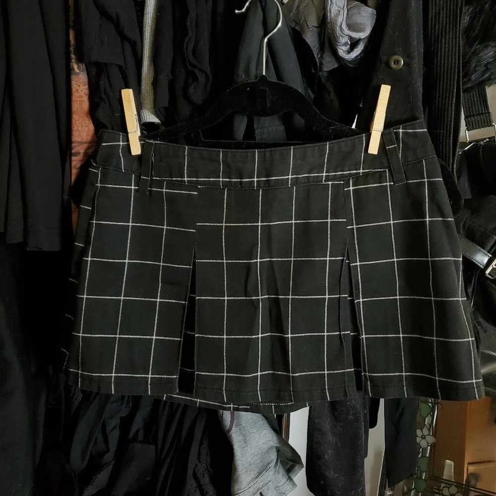 Mini Skirt Grid Plaid Black White Pleats Dickies 7